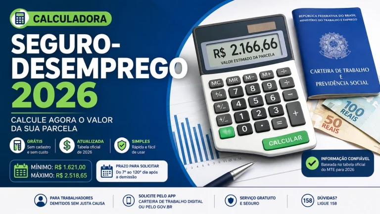 Calculadora Seguro-Desemprego 2026 para estimar o valor da parcela
