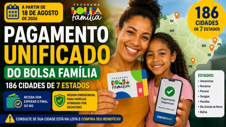 Pagamento unificado do Bolsa Família em 186 cidades